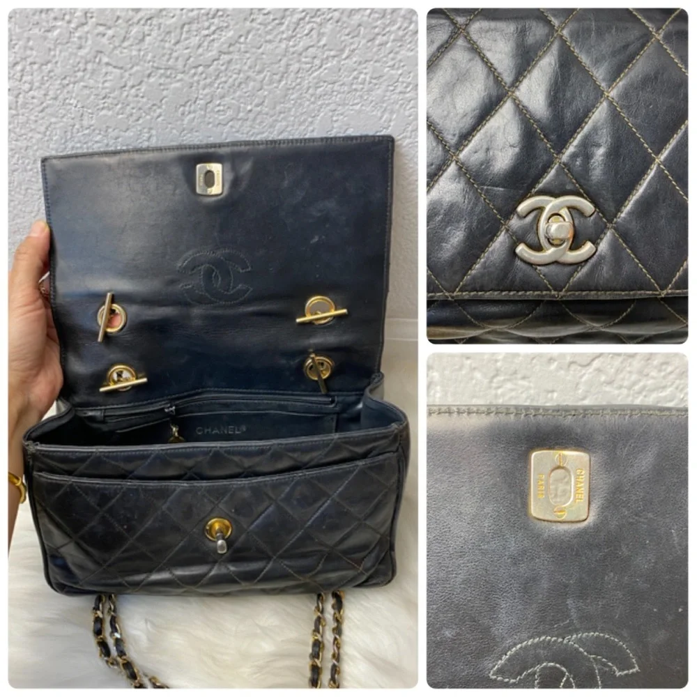 ❌SOLD ON E🅱️🅰️Y❌CHANEL CC black quilted shoulder bag CC logo turn lock Bag 💮 - Picture 16 of 17